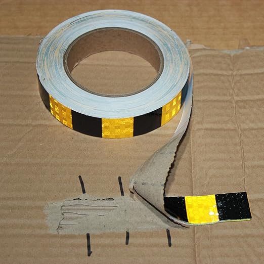 Yellow Black Reflective Tape Outdoor Waterproof 1 inch X 66 feet, High Visibility Hazard Conspicuity Safety Industrial Marking Tape
