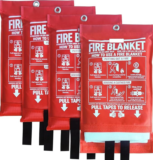 40" x 40" MorningWishes Emergency Fire Blanket Fiber Glass Suppression as Extinguisher Flame retardant protection Heat Insulation Design for Kitchen Office School Car Grill BBQ Fireplace camping 4 pic