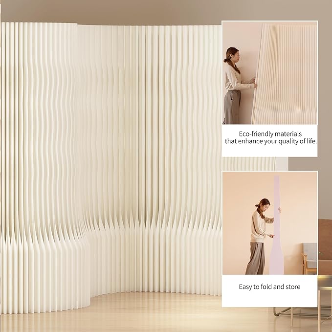 FoldableRoom Divider Privacy Screens Movable Temporary Wall Space Partition, 5.25~9.19 FT Tall, 6.56~16.4 FT Width, Choice of Various Sizes and Styles