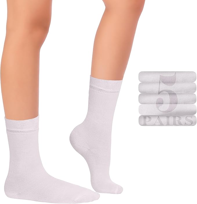 Hugh Ugoli Kids School Uniform Rayon Derived from Bamboo Dress Crew Socks for Toddlers to Youth, 3T - 14 Years Old, 5 Pairs
