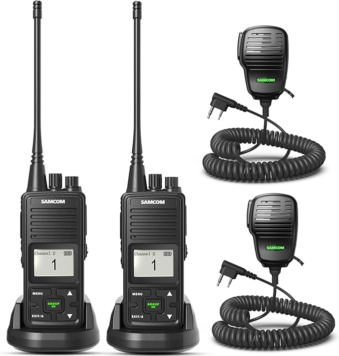 SAMCOM FPCN10A Long Range Two Way Radio with Waterproof Speaker Mic - Heavy Duty Walkie Talkies, 20 Channels UHF Radios, 3000mAh Battery for Construction Site, School Security & Warehouse(2-Pack)