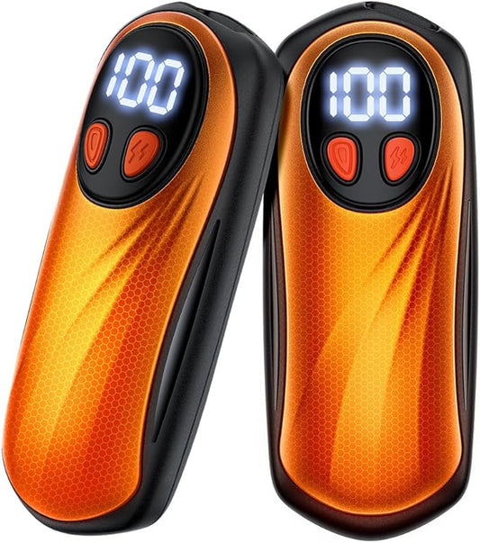 Hand Warmers Rechargeable 2 Pack, 6000mAh Electric Hand Warmers, 5-Level Heating with Battery Display, Reusable Portable Pocket Heater, Gifts for Christmas, Outdoor, Golf, Travel, Hunting, Camping
