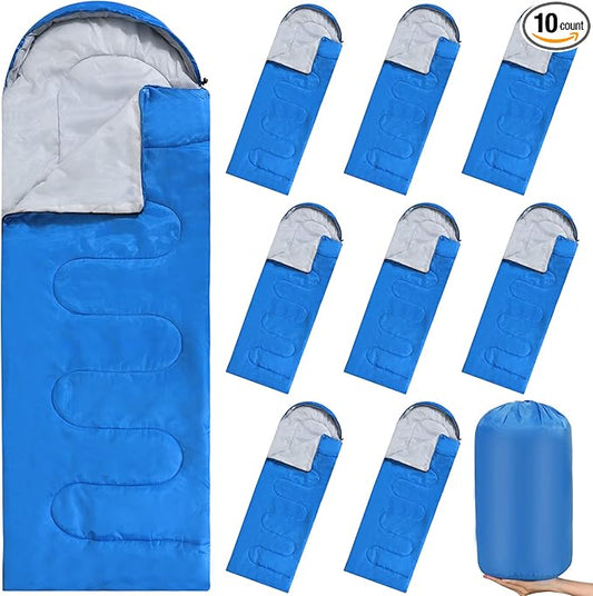 Macarrie 10 Pcs Bulk Sleeping Bags for Homeless Donation Shelter Adults 0 Degree Waterproof Sleeping Bags with Compression Sack for Cold Weather Emergency Hiking Camping Warm