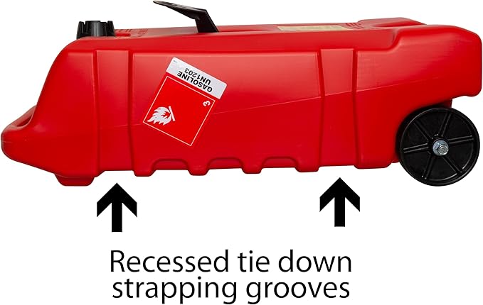 Scepter Duramax Flo ’N Go 14 Gallon Gas Caddy, 53 Liter Portable Fuel Tank and Fuel Transfer Pump with 10-Foot Hose for Lawn Mower, Farm, Marine, Commercial, and Home Use, Gasoline Only, Red
