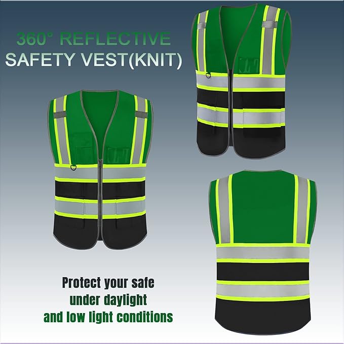 BeautyWill Custom Logo Safety Vest Class 2 High Visibility Reflective Vest for Men - Personalized Logo Team Vest