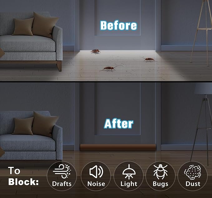 MAXTID Twin Door Draft Blocker for 36" 34" 32" 30" Interior Doors Under Door Seal Strip Door Insulation for Winter Door Bottom Sweeps
