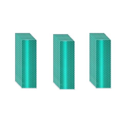 Green Reflective Stickers 2 inch X 6 inch, Outdoor Waterproof High Visibility Warning Safety Adhesive Reflector Tape (30 Pcs)
