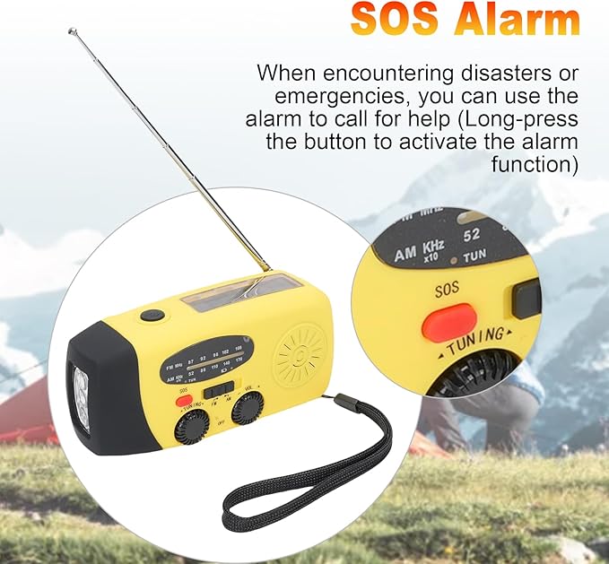 Yunir Emergency Radio, Solar Hand Crank Portable AM FM Radio Phone Charger with 2000mAh Battery, for Camping Hiking Power Outage (European Version)