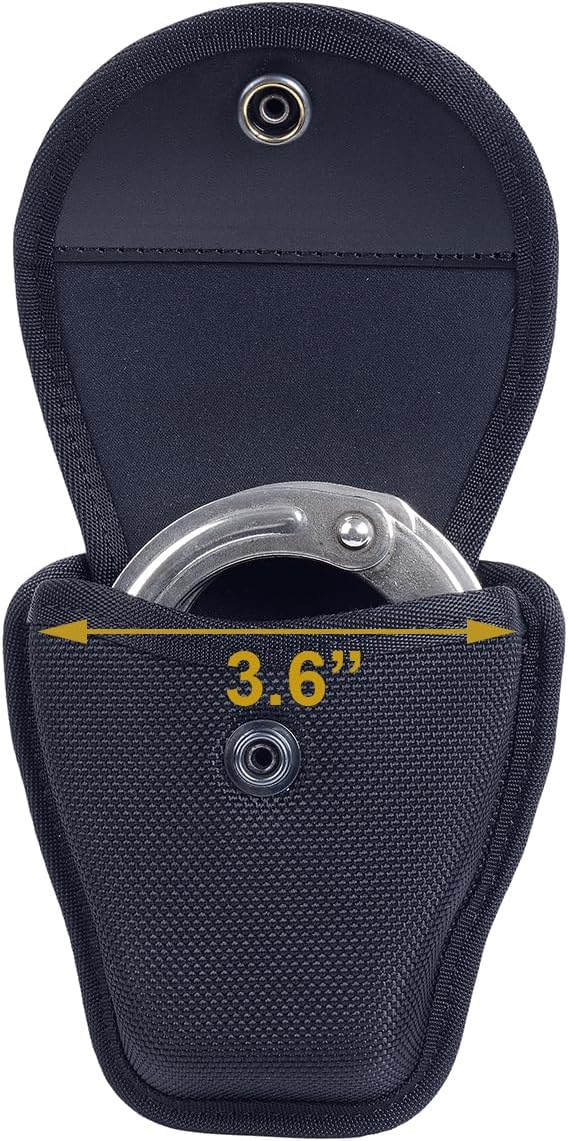 TAFTACFR Molded Single Handcuff Pouch Case for Duty Belt, Law Enforcement Holder With Removable Top Cover and Hidden Snap