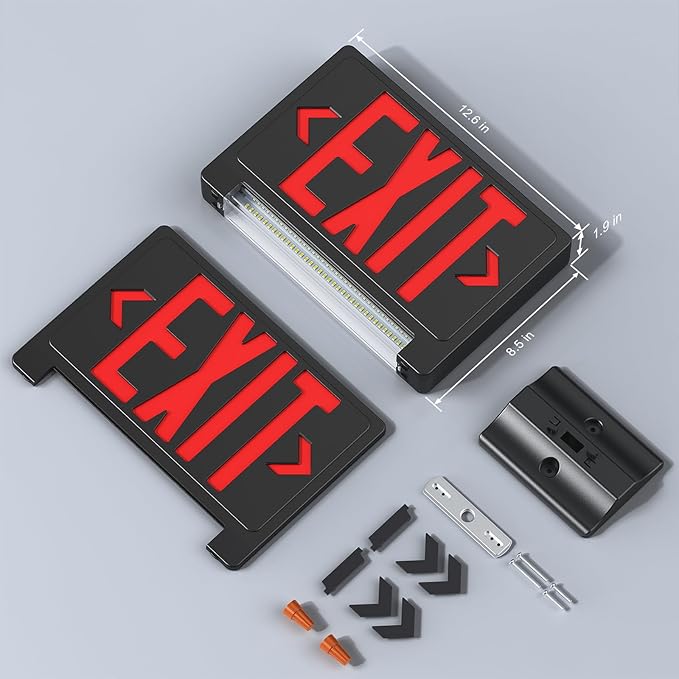 Exit Signs with Emergency Lights Battery Backup, UL Listed Double-sided Exit sign with Adjustable Light Pipe, Hardwired Compact Commercial Lighted Exit Sign, 120/277V Top/Side/Wall Mount (2 Pack) (2 Pack)