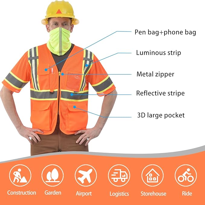 AYKRM Custom Logo Personalised Printed High Visibility Reflective 2 two tone work construction Safety Vest