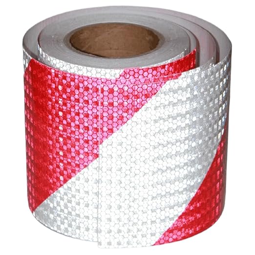 Reflective Tape Red White 6 inch Wide for Bikes, Outdoor Waterproof High Visibility Safety Warning Adhesive Strips (66 feet)