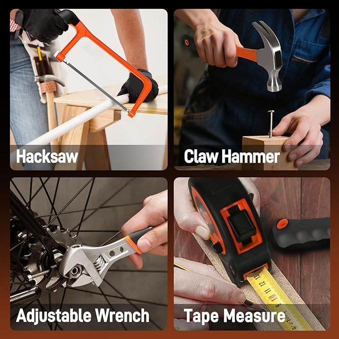 COMOWARE Household Tool Set with 20V Cordless Drill Driver, 120Pcs Hand Tool Kit for Men, Power Drill Set with Plastic Toolbox, Ideal for Office, Garden, DIY Project