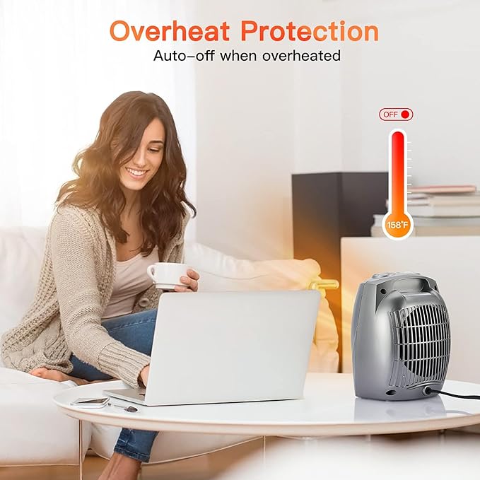 GiveBest Portable Space Heaters for Indoor Use, Ceramic Small Space Electric Heater for Bedroom Office, 1500W/750W with Adjustable Thermostat, Overheat and Tip Over Protection, Heater Fan and Combo