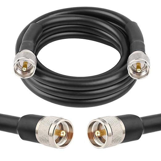 6FT KMR400 UHF CB Coax Cable - PL259 Male to Male Coaxial Low Loss UHF Cable for HAM, VHF Radio, SWR Meter, Antenna Analyzer