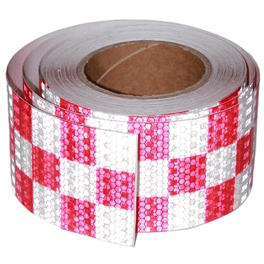 Reflective Tape Red White 3 inch Wide for Automobile, Outdoor Waterproof High Visibility Safety Warning Adhesive Strips (66 feet)