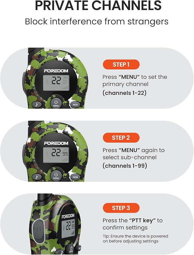 FOREDOM Walkie Talkies for Kids Walkie Talkies Long Range for Boys & Girls Age 3 to 12 Year Old Birthday Cool Army Toys - 3 Pack