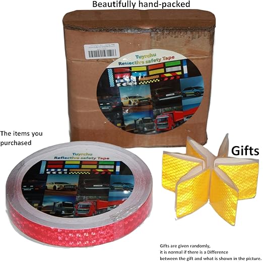 Red Reflective Tape Outdoor Waterproof 1 inch Wide, High Visibility Warning Industrial Marking Tape, Safety Stickers (168 feet)
