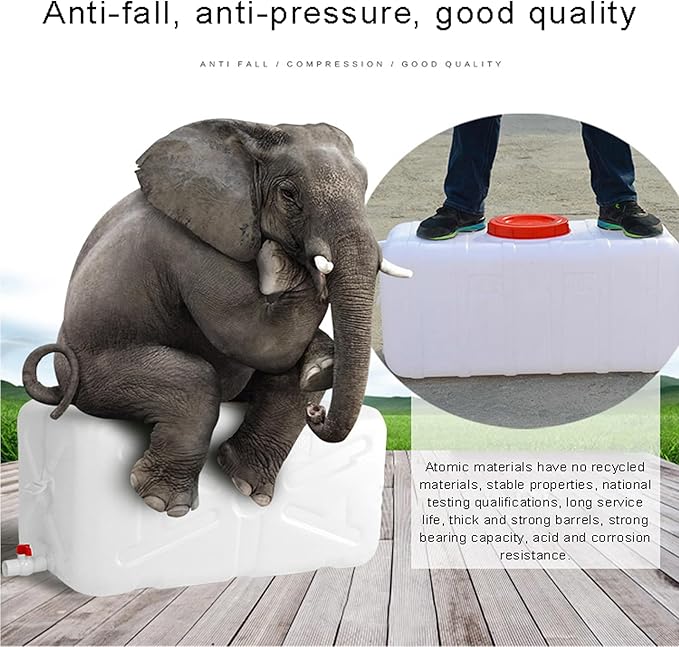 Portable Water Container with Tap, Heavy Duty Water Tank Plastic Water Storage Carrier 50L 80L 110L 200L Water Bucket Jug for Camping Outdoor Hiking Travel Emergency(Size:110L)