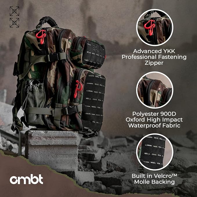 Combat Iron 25L Military Tactical Backpack for Men & Women, Molle Daypack Bug Out Bag, Hiking, Camping, Travel Rucksack with Bottle Holder, Teal Pineapple Express