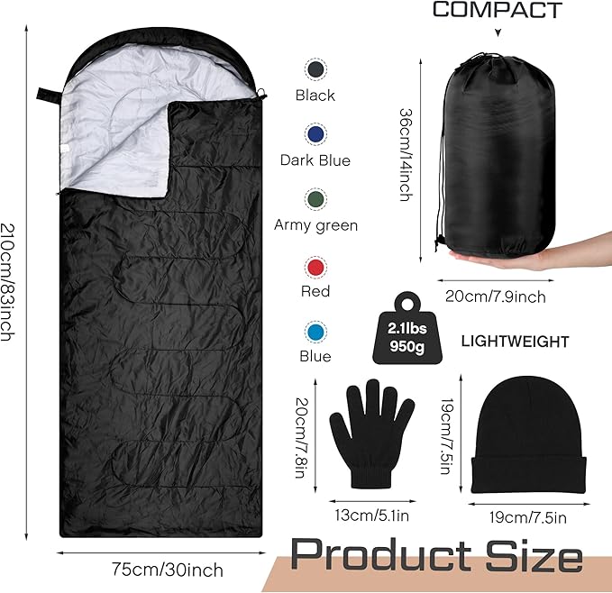 Tranqun 30 Pcs Bulk Sleeping Bags for Homeless Adults, Cold Weather Camping Sleeping Bag Liner with Winter Beanies and Gloves, Waterproof Lightweight for Backpacking Emergency Supplies