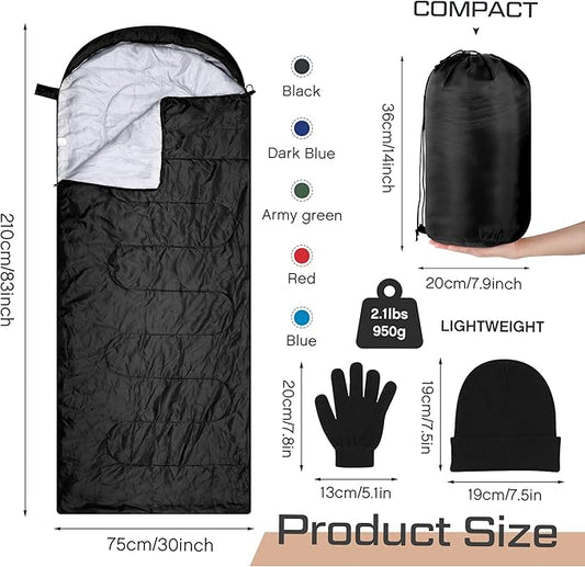 Tranqun 30 Pcs Bulk Sleeping Bags for Homeless Adults, Cold Weather Camping Sleeping Bag Liner with Winter Beanies and Gloves, Waterproof Lightweight for Backpacking Emergency Supplies