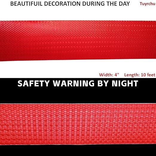 Red Reflective Tape Outdoor Waterproof 4 inch Wide for Trailer, High Visibility Safety Warning Adhesive Strips (10 feet, 10 Rolls)