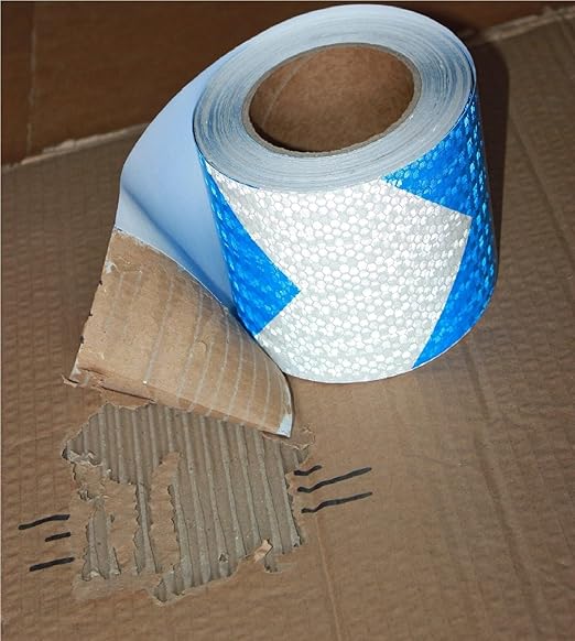 Reflective Tape Blue White Outdoor Waterproof 6 in x 68 FT, Warning Reflective Stickers, Conspicuity Safety Marking Tape