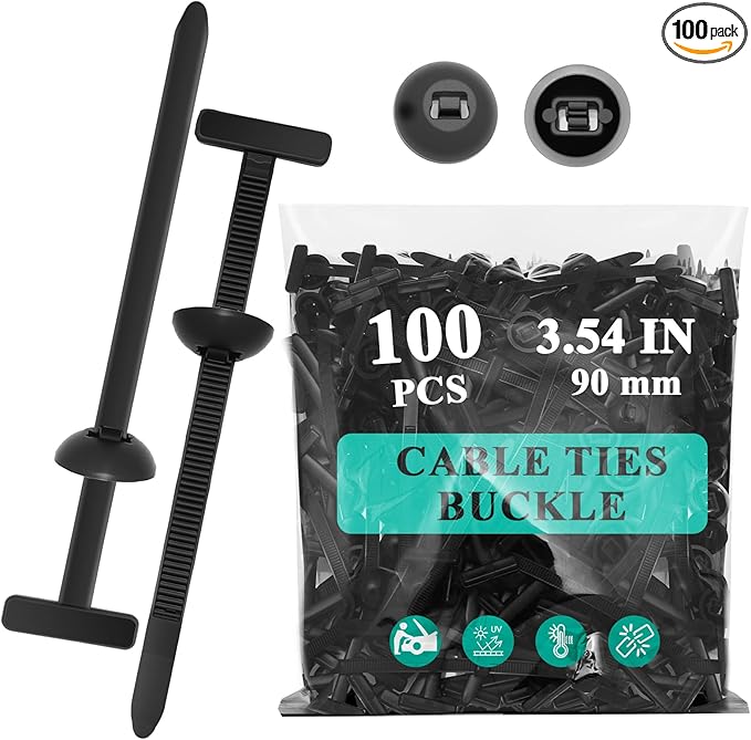 100Pcs Nylon Universal Cable Tie Buckle - New Multifunctional Nylon Zip Ties, Heavy Duty Plastic Rivet T Zip Ties Style, for Daily Maintenance And Fixing Of Automobiles