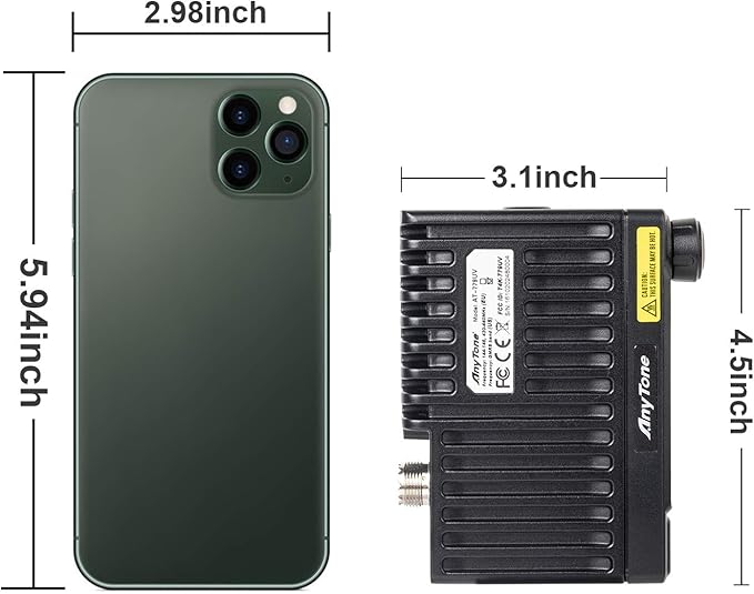 AnyTone Mini Size Dual Band Transceiver Mobile Radio VHF/UHF Two Way Radio AT-779UV for Car Vehicle Black
