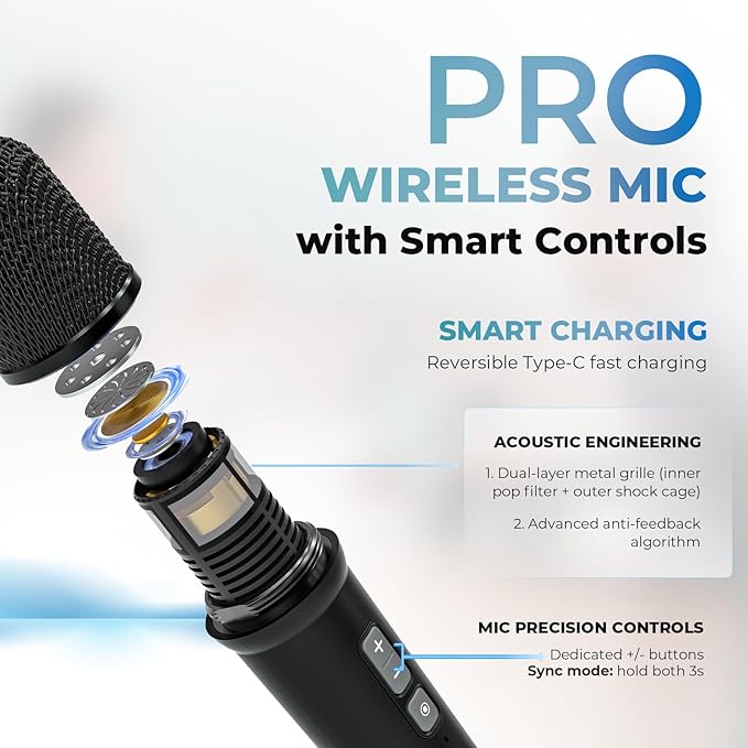 Portable Microphone & Bluetooth Microphone System with Speaker, WinBridge S90 30W Voice Amplifier PA System with 2 Wireless Handheld Mics for Teachers, Tour Guide, Clear Sound