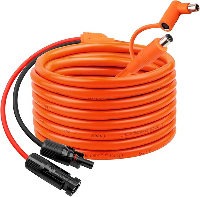 30FT Solar Panel Connectors to DC 8mm Adapter Cable, 12AWG+14AWG Solar Cable Cord with DC8020/7909,Compatible with Jackery, Anker,GZ Yeti,BLUETT Portable Power Statio,Solar Generator