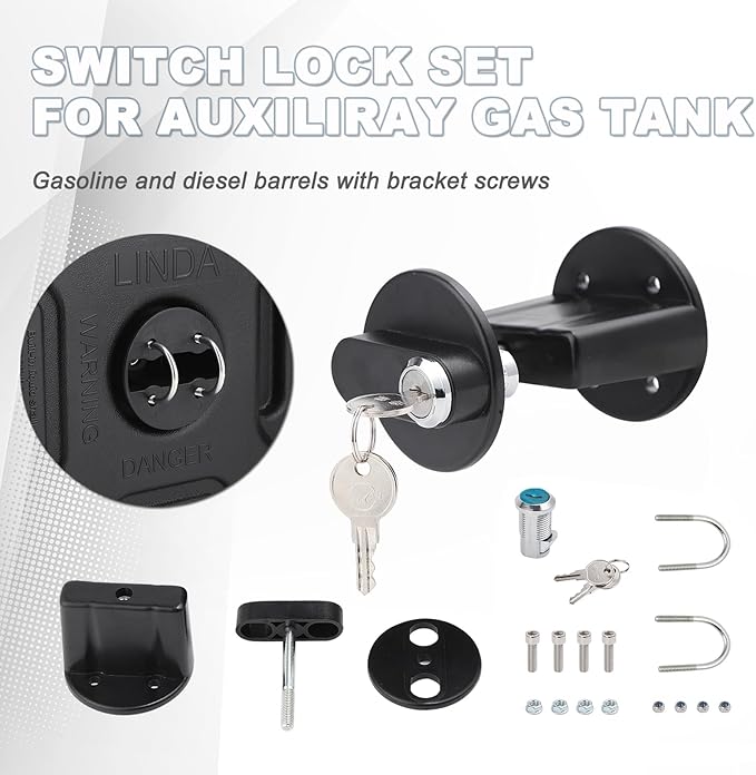 Mokuo Switch Lock Set for Auxiliray PP Gas Tank 3 Gallon 5 Gallon Fuel Container and Water Container for Motorcycle UTV ATV
