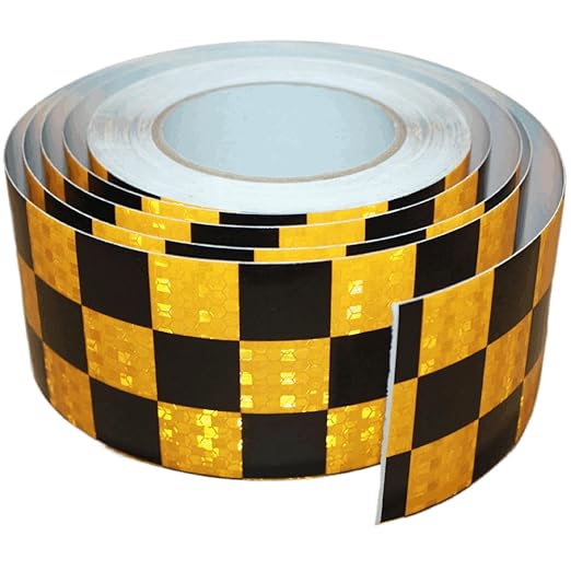 Yellow and Black Reflective Tape 3 inch X 68 feet, Outdoor Waterproof Hazard Conspicuity Warning Industrial Marking Tape