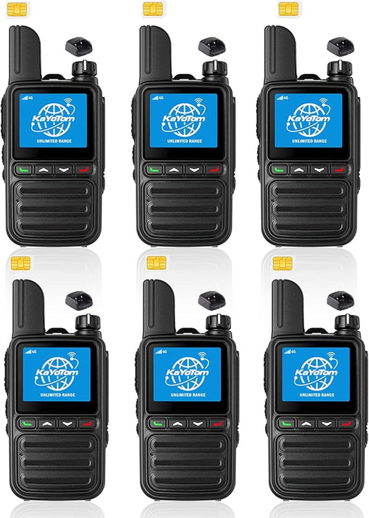 KAYOTOM Lifetime Free Global Walkie Talkies Unlimited Range PTT Push-to-Talk Over Cellular Nationwide 5000 Miles POC 4G Handheld Long Range Two Way Radio for Team (with Charge Dock, 6-Packs)