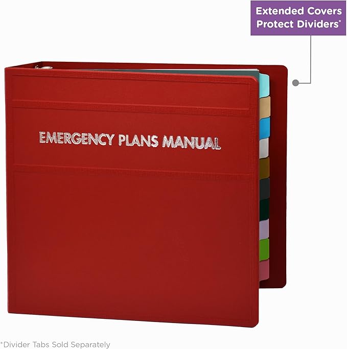 Carstens 4-Inch Heavy Duty Emergency Plans Round Ring Binder – Side Opening, Brick Red, Case of 10, Durable Plastic, No Pockets, Holds 600 Sheets, Made in USA (1891-3RCS)