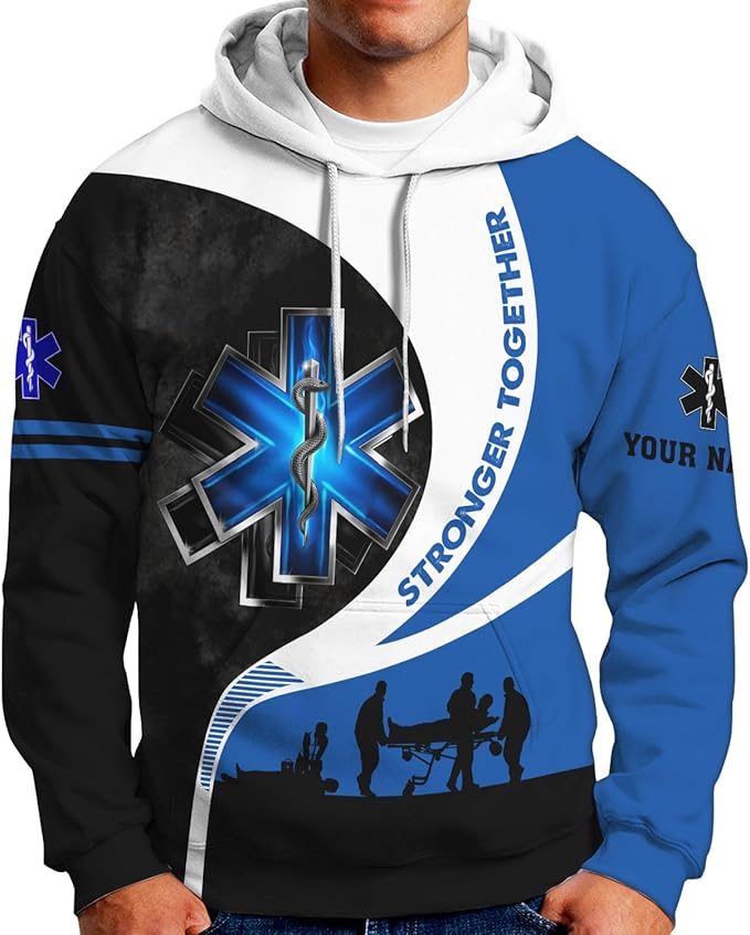Personalized EMT 3D Shirt, EMT 3D Hoodie, 3D EMS Hoodies for Men, Medical Uniforms EMS Shirt, Emergency Medical Service Shirt