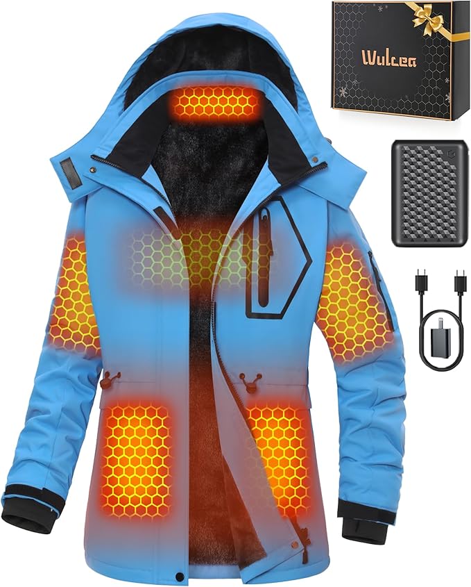 Wulcea Graphene Heated Jacket For Women 12V 18400mAh Fast Charge With Large Capacity