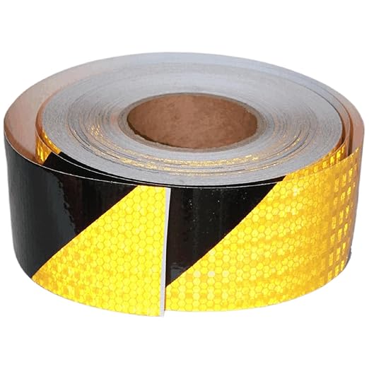 Reflective Tape Yellow Black 3 inch Wide for Automobile, Outdoor Waterproof High Visibility Safety Warning Adhesive Strips (166 feet)