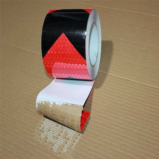 Reflective Tape Red Black 3 inch X 66 feet, Outdoor Waterproof Hazard Conspicuity Warning Industrial Marking Tape