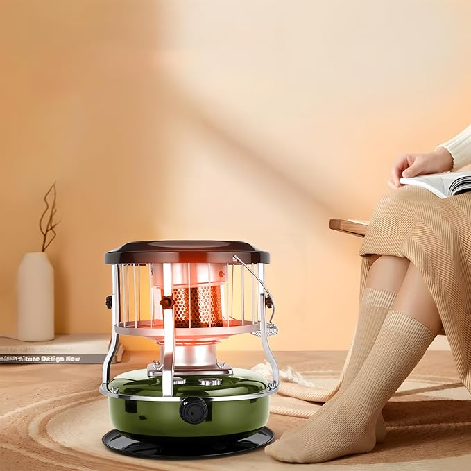 2 in 1 Portable Kerosene Heater Stove Kerosene Heaters for Indoor Use 9000 BTU Non Electric Heaters Indoor Outdoo for Camping Hunting Cooking and Emergency Heater Army Green