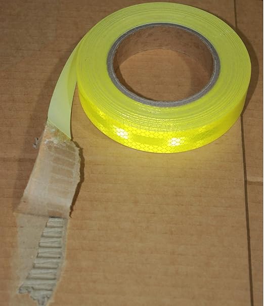 Fluorescent Yellow Reflective Tape Outdoor Waterproof 1 inch, Non Fading High Visibility Warning Industrial Marking Tape (66 feet)