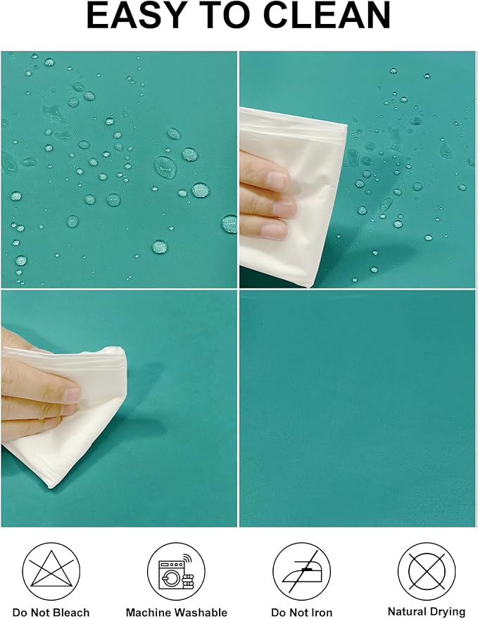 Fokitut 2 Pack Waterproof Round Tablecloth, 132 Inch, Stain Resistant and Wrinkle Polyester Table Cloth, Fabric Table Cover for Kitchen Dining, Wedding, Party, Holiday Dinner-Turquoise