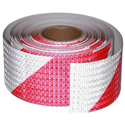Reflective Tape Red White 4 inch Wide for Truck, Outdoor Waterproof High Visibility Safety Warning Adhesive Strips (166 feet)