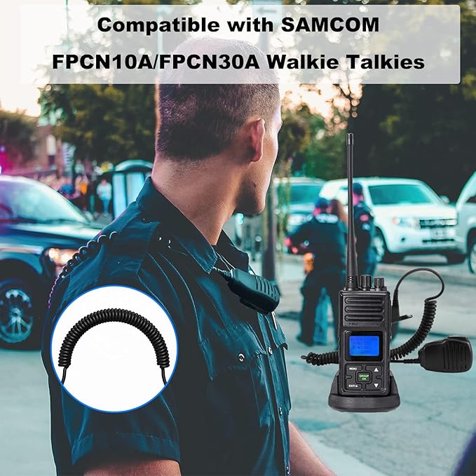 SAMCOM Speaker Mic for Two Way Radios, 2 Pin K Type Walkie Talkies Shoulder Mic with Reinforced Cable, 2-Way Radio Handheld/Wearable Microphone for FPCN30A FPCN10A Radio, 6 Pcs, Black