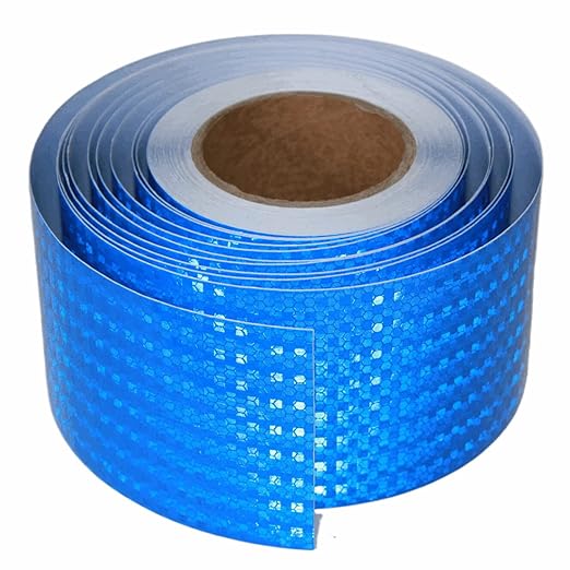 Industrial Reflective Tape Blue 4 inch Wide, Outdoor Waterproof High Visibility Safety Warning Adhesive Reflector Strips (66 feet)