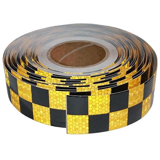 Reflective Tape Yellow Black 2 Inch x 168 Feet, Outdoor Waterproof Warning Reflector, Night Safety Stickers for Car Bicycles