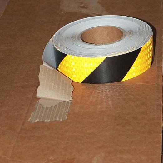 Reflective Tape Yellow Black 2 inch Wide for Cars, Outdoor Waterproof High Visibility Safety Warning Adhesive Strips (166 feet)