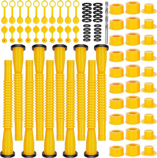 Godboy Yellow 10-Pack Flexible Pour Nozzles, Gas Can Spout Replacement, Suitable for Most 1/2/5/10 Gal Oil Cans
