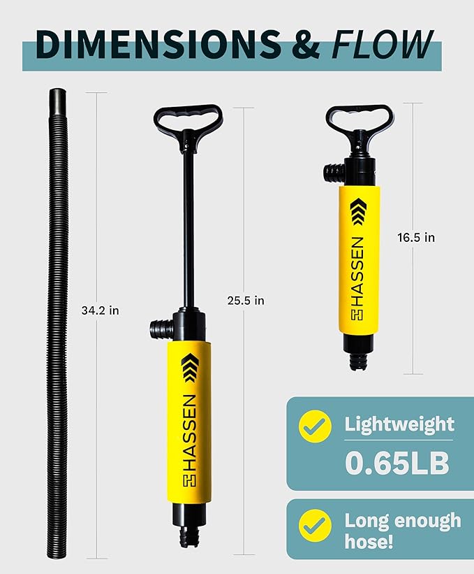Manual Bilge Pump for Boats, Kayak Portable Hand Pumps for Water Removal - Long Hose Marine Safety Equipment Must Haves, Emergency Tool Home & Outdoors